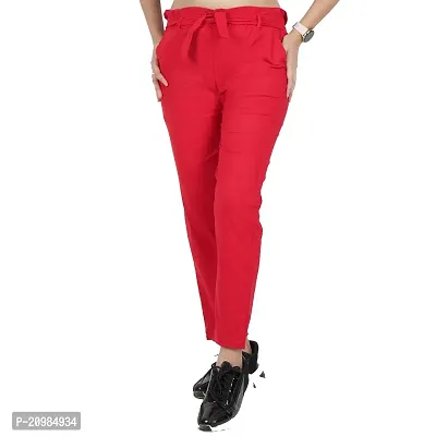AYANSH ENTERPRISES Women's Knotted Pants High Waist with Pockets Tie Casual Cropped Trousers
