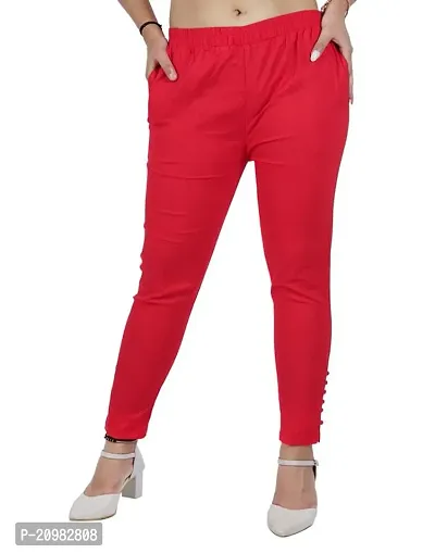 AYANSH ENTERPRISES Jeggings for Women Skinny Fit Solid Ankle Length Stretchable Cotton Blend Stylish High Waist Pants for Girls Red-thumb4