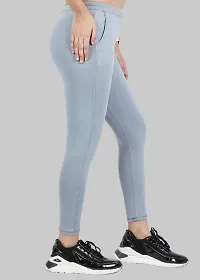 AYANSH ENTERPRISES Women's Regular Fit 4 Way Stretchable Leggings Cotton Blend Ankle Length Leggings (Large, Grey)-thumb3
