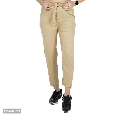 AYANSH ENTERPRISES Women's Knotted Pants High Waist with Pockets Tie Casual Cropped Trousers