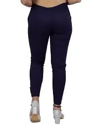 AYANSH ENTERPRISES Jeggings for Women Skinny Fit Solid Ankle Length Stretchable Cotton Blend Stylish High Waist Pants for Girls Navy Blue-thumb1