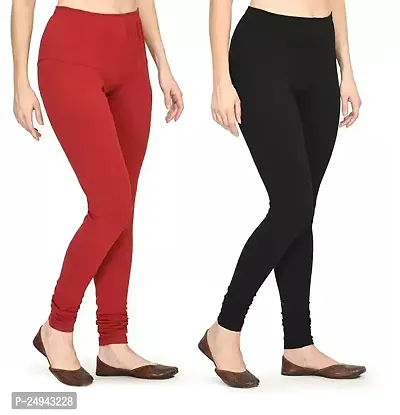 Fabulous Multicoloured Cotton Lycra Solid Leggings For Women Pack Of 2