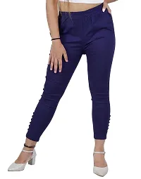 AYANSH ENTERPRISES Jeggings for Women Skinny Fit Solid Ankle Length Stretchable Cotton Blend Stylish High Waist Pants for Girls navyblue l-thumb2