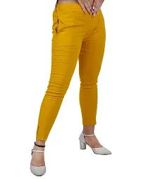 AYANSH ENTERPRISES Jeggings for Women Skinny Fit Solid Ankle Length Stretchable Cotton Blend Stylish High Waist Pants for Girls Mustard-thumb1