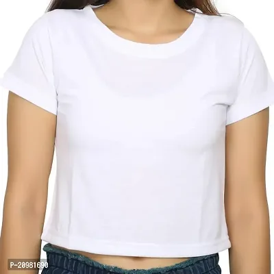 AYANSH ENTERPRISES| Plain Black Crop Top for Women and Girls| Round Neck Short/Half Sleeves |Cotton Blend Cute Summer Solid Top|-thumb3