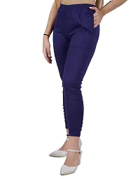 AYANSH ENTERPRISES Jeggings for Women Skinny Fit Solid Ankle Length Stretchable Cotton Blend Stylish High Waist Pants for Girls navyblue l-thumb1