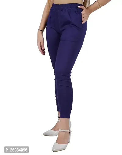 AYANSH ENTERPRISES Jeggings for Women Skinny Fit Solid Ankle Length Stretchable Cotton Blend Stylish High Waist Pants for Girls navyblue l-thumb2