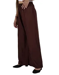 AYANSH ENTERPRISES Palazzo for Women Plain Straight Fit Loose Printed Cotton Rayon Flared Pants for Girls Coffee Brown-thumb2