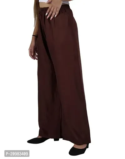 AYANSH ENTERPRISES Palazzo for Women Plain Straight Fit Loose Printed Cotton Rayon Flared Pants for Girls Coffee Brown-thumb3