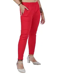 AYANSH ENTERPRISES Jeggings for Women Skinny Fit Solid Ankle Length Stretchable Cotton Blend Stylish High Waist Pants for Girls Red-thumb1