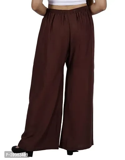 AYANSH ENTERPRISES Palazzo for Women Plain Straight Fit Loose Printed Cotton Rayon Flared Pants for Girls Coffee Brown-thumb2