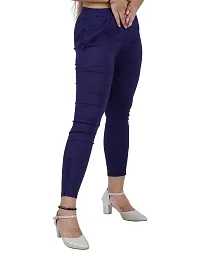 AYANSH ENTERPRISES Jeggings for Women Skinny Fit Solid Ankle Length Stretchable Cotton Blend Stylish High Waist Pants for Girls navyblue l-thumb3