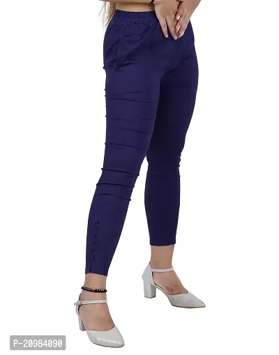 AYANSH ENTERPRISES Jeggings for Women Skinny Fit Solid Ankle Length Stretchable Cotton Blend Stylish High Waist Pants for Girls navyblue l-thumb4