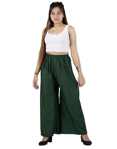 AYANSH ENTERPRISES Palazzo for Women Plain Straight Fit Loose Rayon Flared Pants for Girls