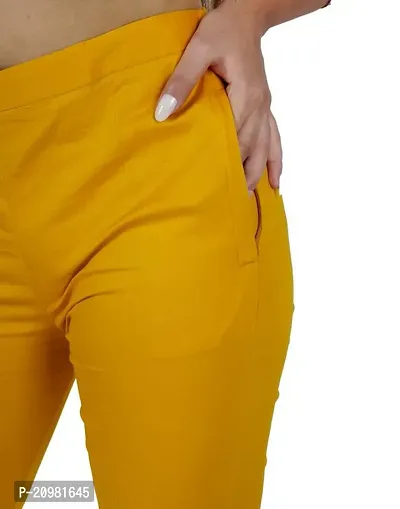AYANSH ENTERPRISES Jeggings for Women Skinny Fit Solid Ankle Length Stretchable Cotton Blend Stylish High Waist Pants for Girls Mustard-thumb5