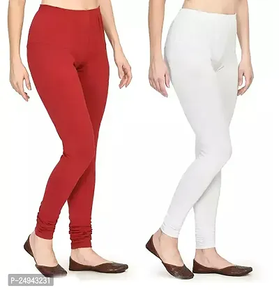 Fabulous Multicoloured Cotton Lycra Solid Leggings For Women Pack Of 2