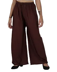 AYANSH ENTERPRISES Palazzo for Women Plain Straight Fit Loose Printed Cotton Rayon Flared Pants for Girls Coffee Brown-thumb3