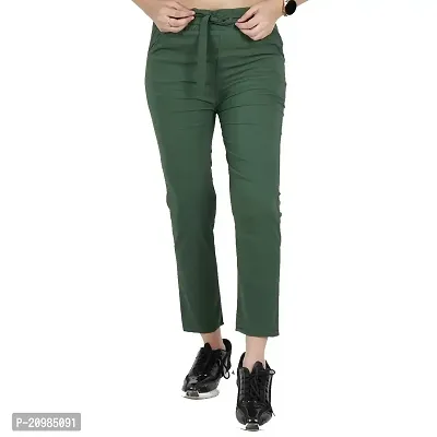 AYANSH ENTERPRISES Women's Knotted Pants High Waist with Pockets Tie Casual Cropped Trousers