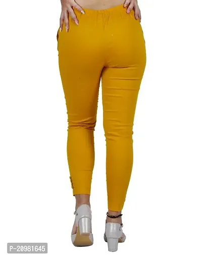 AYANSH ENTERPRISES Jeggings for Women Skinny Fit Solid Ankle Length Stretchable Cotton Blend Stylish High Waist Pants for Girls Mustard-thumb3