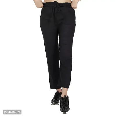 AYANSH ENTERPRISES Women's Knotted Pants High Waist with Pockets Tie Casual Cropped Trousers