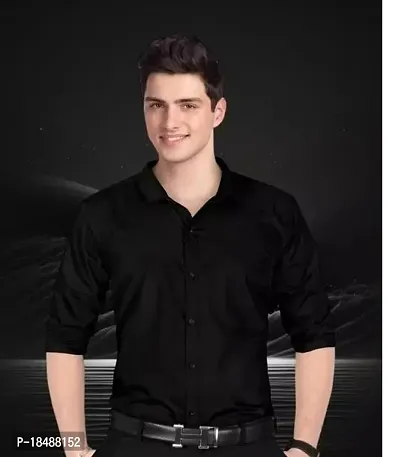 Stylish Black Cotton Long Sleeves Shirt For Men-thumb0