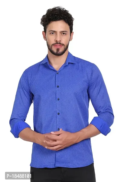 Blue Polyester Printed Casual Shirts For Men