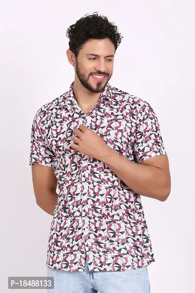 Purple Cotton Printed Casual Shirts For Men-thumb0