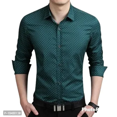 Stylish Green Polyester Long Sleeves Shirt For Men