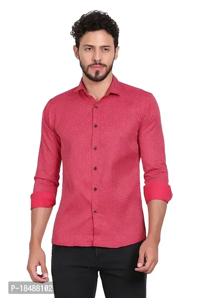 Stylish Red Polyester Long Sleeves Shirt For Men-thumb0