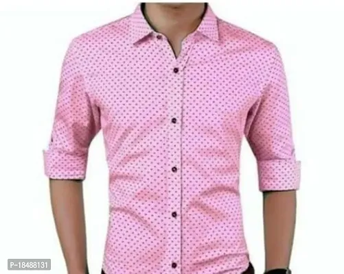 Stylish Pink Polyester Long Sleeves Shirt For Men-thumb0