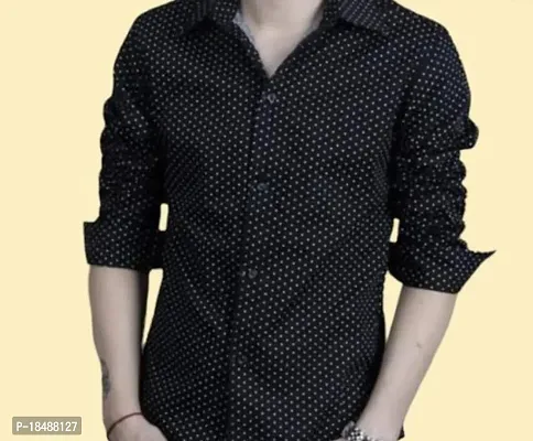 Stylish Black Polyester Long Sleeves Shirt For Men-thumb0