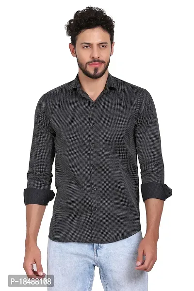 Stylish Black Polyester Long Sleeves Shirt For Men