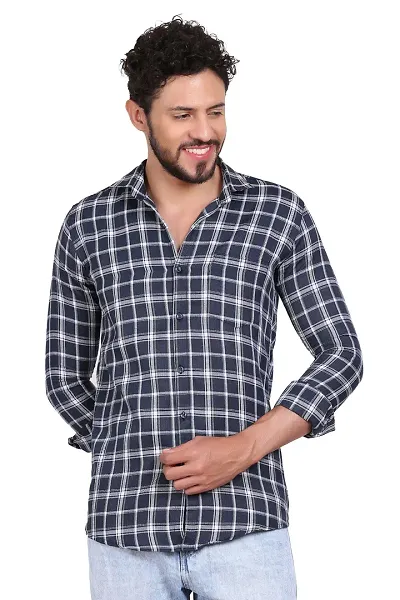 Stylish Polycotton Checked Long Sleeves Casual Shirt for Men