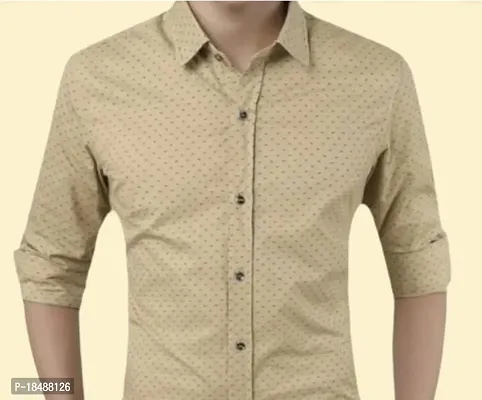 Beige Polyester Printed Casual Shirts For Men