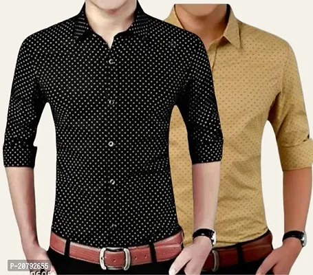 Classic Polycotton Polka Dotted Casual Shirts for Men, Pack of 2-thumb0