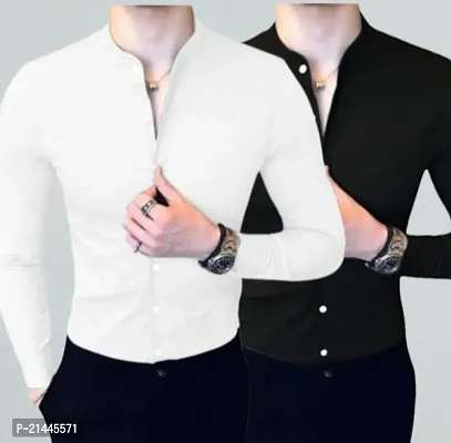 Cotton Shirt for Mens || Plain Solid Full Sleeve Shirt || Regular Fit Casual Shirts for Mens.Pack of 2