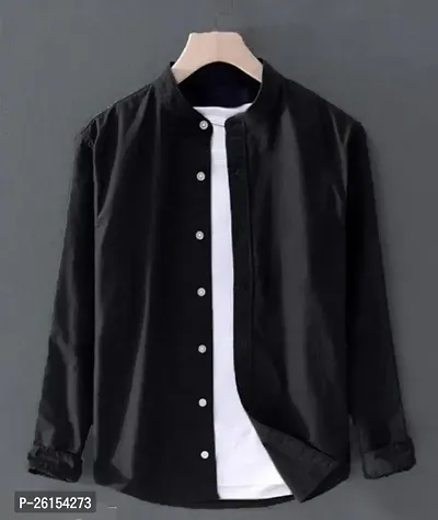 Cotton Shirt for Mens || Plain Solid Full Sleeve Shirt || Regular Fit Mandarin Casual Shirts for Men. Pack of 1