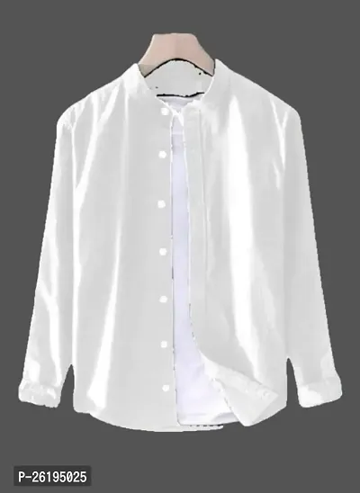 Cotton Shirt for Mens || Plain Solid Full Sleeve Shirt || Regular Fit Mandarin Casual Shirts for Men. Pack of 1