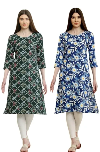 Stylish Crepe Printed Kurti - Pack of 2