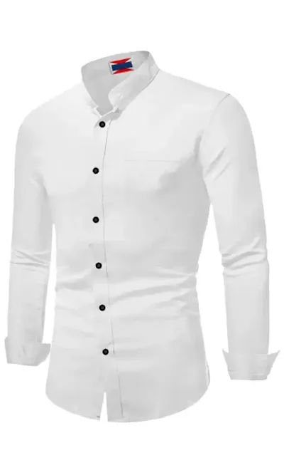 Stylish Solid Blend Long Sleeves Casual Shirts for Men