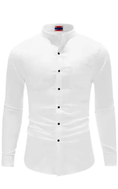 Stylish Solid Blend Long Sleeves Casual Shirts for Men