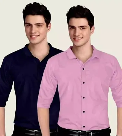 Regular Fit Solid Casual Shirt for Men Pack of 2