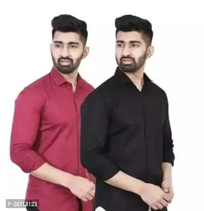 Regular Fit Solid Casual Shirt for Men Pack of 2-thumb0