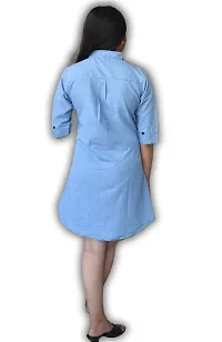 Classy Denim Solid Dress for Women-thumb3