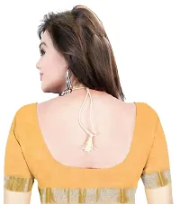 Avushanam Linen Look Khadi Saree With Blouse Piece (Yellow) - D013-thumb3