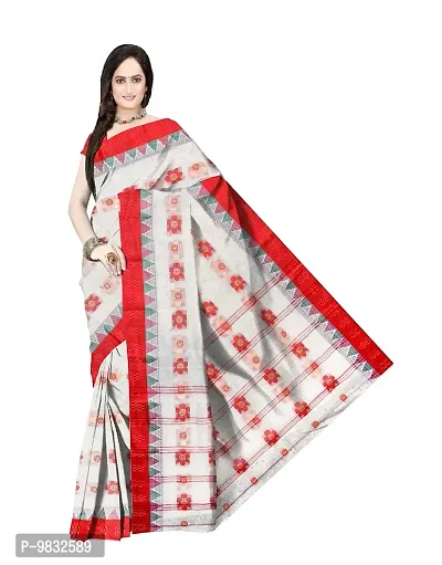 Avushanam Women's Tant Cotton Saree With Blouse Piece (SSEN-SAREE-273_White)-thumb3