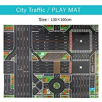 iDream Kids Large City Map with Traffic Signs Waterproof Non-Woven Play Mat (Multicolor)-thumb1