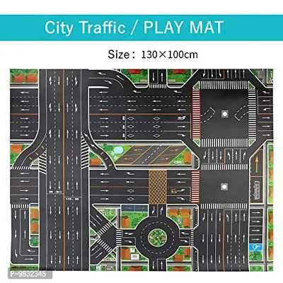 iDream Kids Large City Map with Traffic Signs Waterproof Non-Woven Play Mat (Multicolor)-thumb2