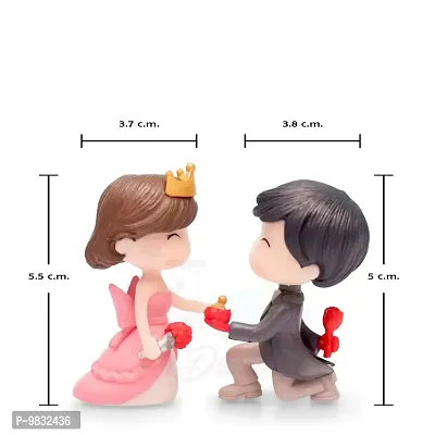 iDream Cute Couple Proposing Guy Resin Showpiece Couple Miniatures Valentines Gifts for Girlfriend (Grey & Pink)-thumb2