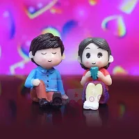 iDream Relaxing Lovely Couple Resin Showpiece Miniatures Romantic Gifts for Boyfriend Girlfriend (Blue & Red)-thumb3